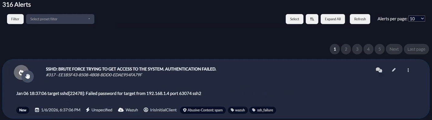 IRIS case management screenshot